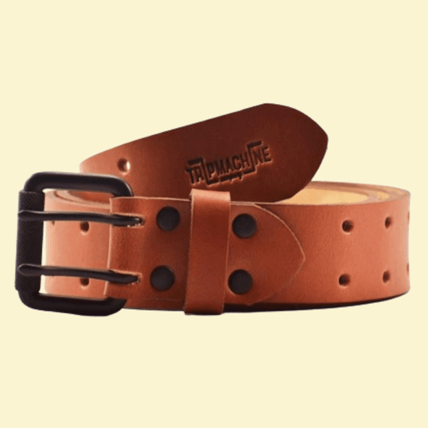 belt - vintage tan double pin