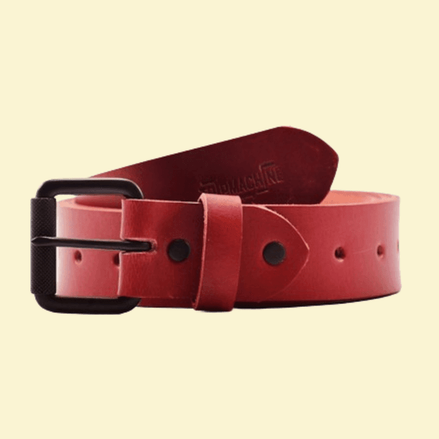 belt - cherry red single pin