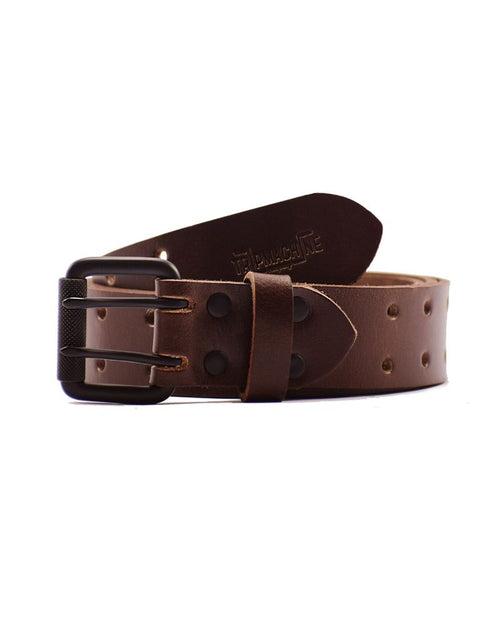 belt - tobacco brown double pin