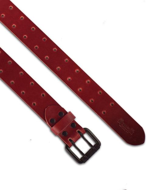 belt - cherry red double pin