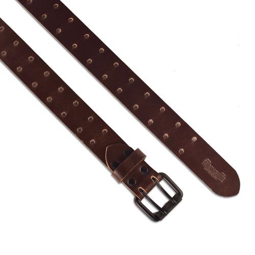 belt - tobacco brown double pin