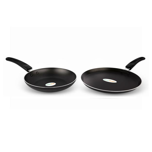 Greenchef Duo Pack Non Stick Fry Pan 200 mm & Flat Tawa 250 mm