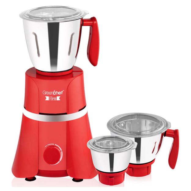 Greenchef Flen Mixer Grinder 3 Jars Red