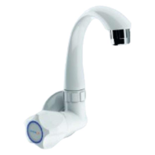 Watertec M Series Angular Wall Sink Tap Short Spout White MS-103018