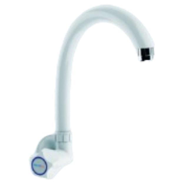 Watertec M Series Angular Wall Sink Tap Long Spout White MS-103019