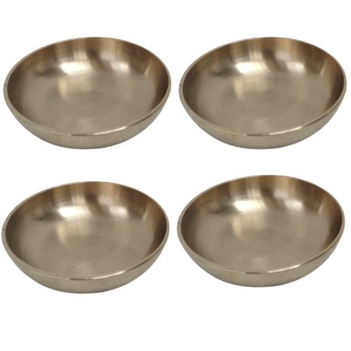 Indian Art Villa Brass Rice Plate With Matt Finish Design, Diameter-4 Inches