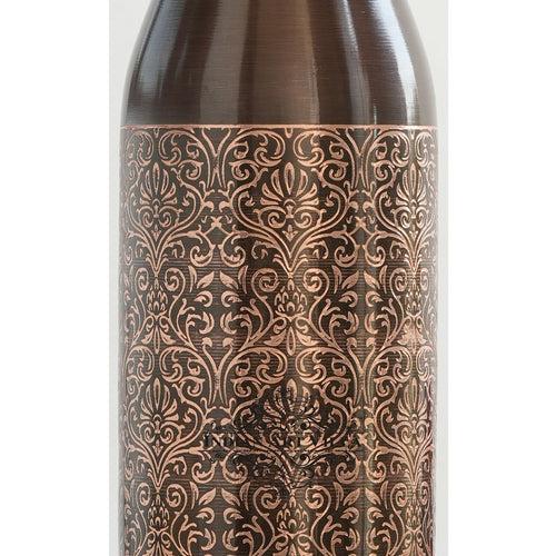 IndianArtVilla Pure Copper Bottle with Antique Dark Embossed Design, 900ml, Drinkware