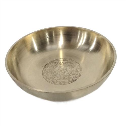 Indian Art Villa Brass Rice Plate With Matt Embossed Design, Diameter-4 Inches