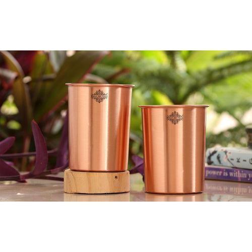 Set Of Pure Copper Matt Finish Lacquer Coated  Water Bottle & 2 Glasses, Drinkware, Bottle : 900ml, Glass: 300ml