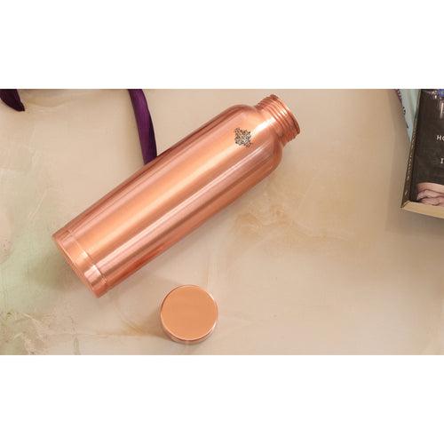 Set Of Pure Copper Matt Finish Lacquer Coated  Water Bottle & 2 Glasses, Drinkware, Bottle : 900ml, Glass: 300ml