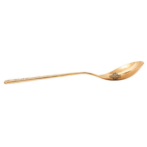 Indian Art Villa Bronze Embossed Serving Spoon, Length:- 8 Inch