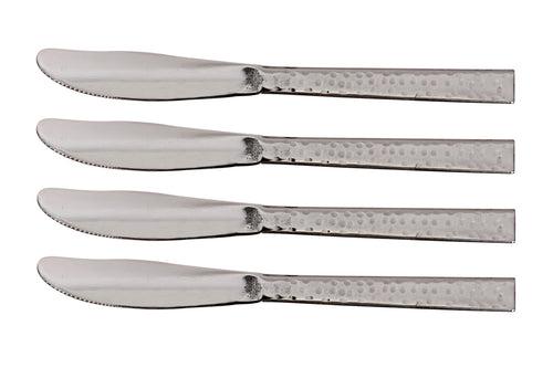 Indian Art Villa Pure Stainless Steel Hammered Design Butter Knife Cutlery, Silver