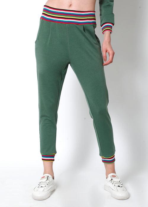 Basil Green Tapered Fit Joggers