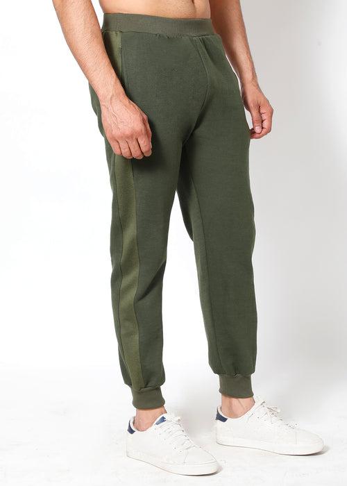 Olive Stripes Thermal Joggers