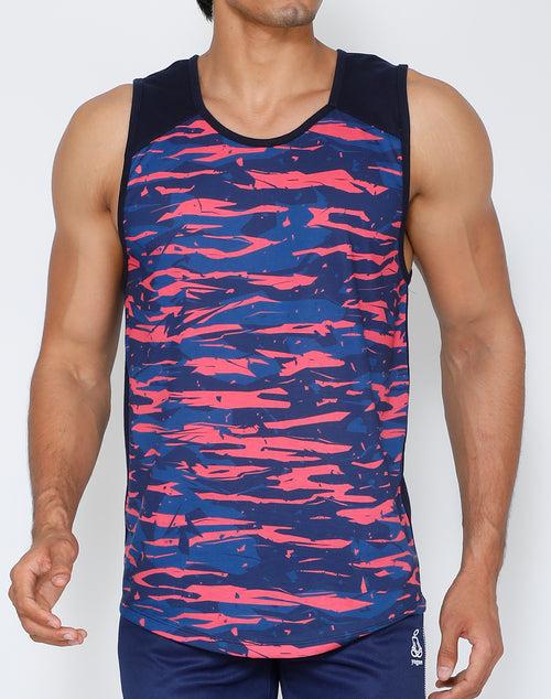 Navy & Pink Cotton Tank