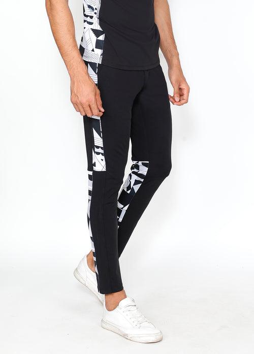 Post-Modern B&W Slim-Fit Trackpants