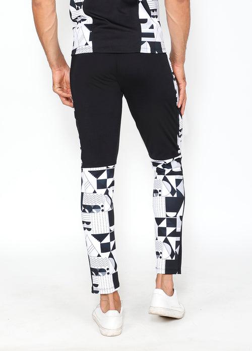 Post-Modern B&W Slim-Fit Trackpants