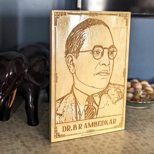 Dr. B. R Ambedkar Engraved Wood Plaque