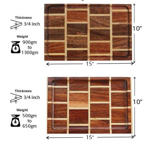 Chessboard Design Wood Tray & Chopping Board: Set of 2 | Birthday Gift Set