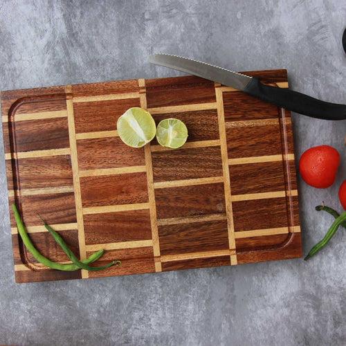 Brick Design Wood Tray & Chopping Board: Set of 2 | Anniversary Gift Set