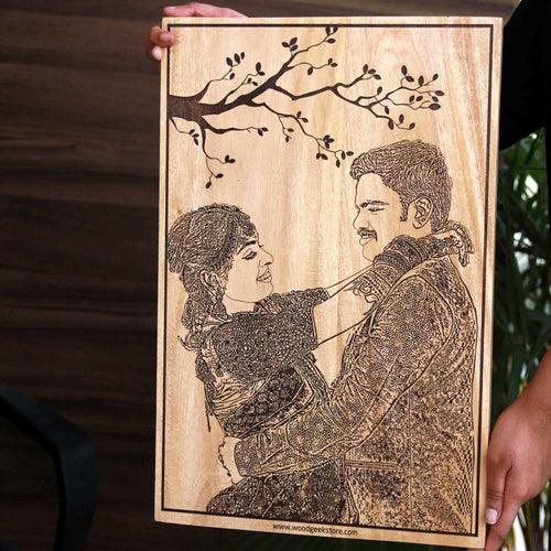 Lost In Each Other's Eyes Personalized Wood Plaque | Romantic Birthday Gift For Husband & Wife