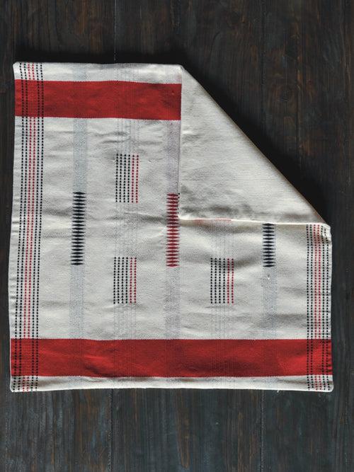 Handwoven Cushion Cover - Red & White