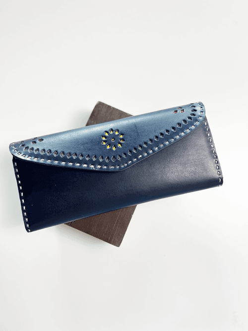 Apple Leather Wallet - Indigo