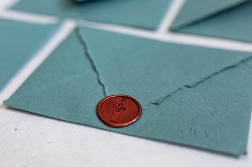 Enfolded in love - Dusty Blue / Pack of 5 Handmade Paper Envelopes