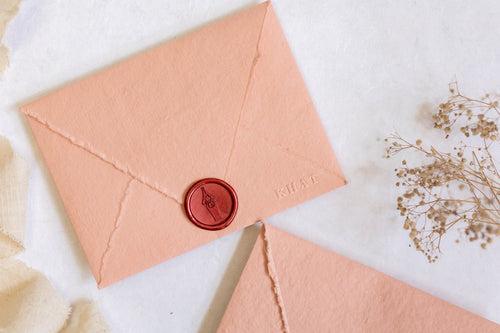 Enfolded in love - Pale Pink / Pack of 5 Handmade Paper Envelopes