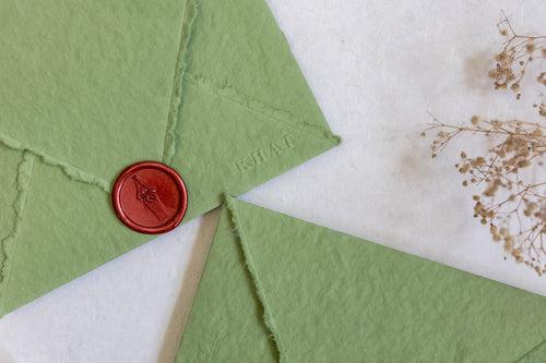 Enfolded in love - Sage Green / Pack of 5 Handmade Paper Envelopes
