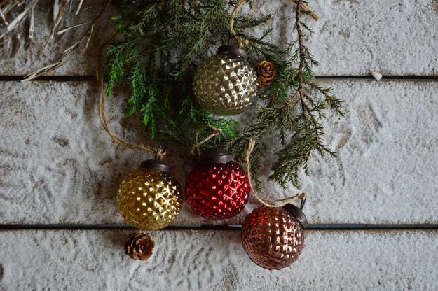 Ball Glass Ornaments Copper, Silver, Gold & Red