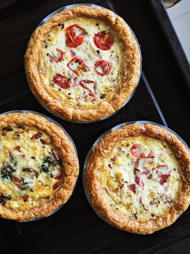 Ham, Goat Cheese & Roasted Tomato Quiche