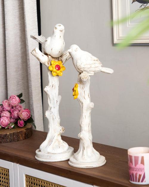 'Solitude Perched' Bird on Pedestal - Set of 2