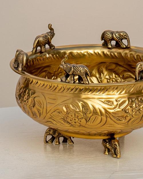 Adorning Elephants Designed Urli Bowl - 12"