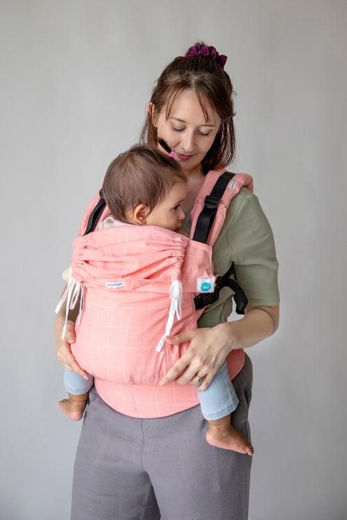 Aseema Baby Carrier | 0-4y | Peachy Pink Checks