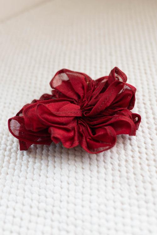 Red Silk Dahlia Hair Clip