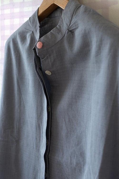 'Star gazing' women's shirt dress in grey handwoven cotton