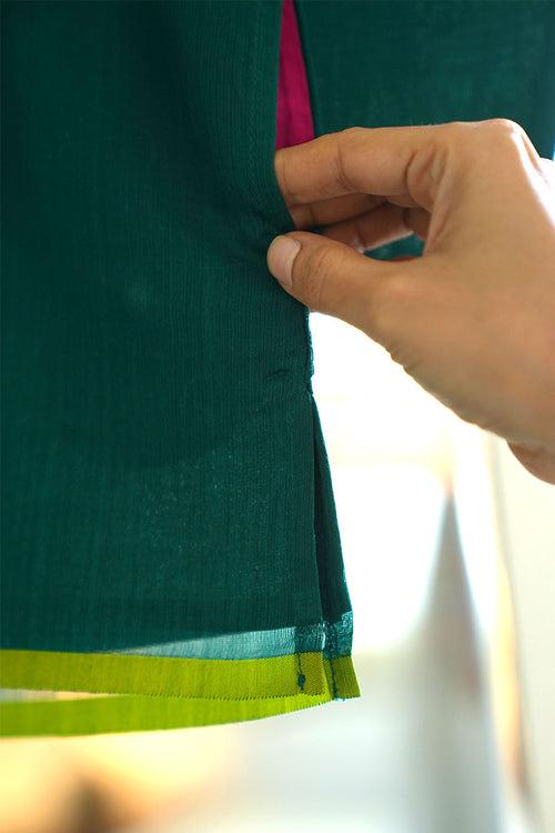 Panna boys ethnic wear kurta in green handwoven cotton silk