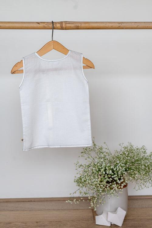 Precious and pure' unisex jhabla in white organic cotton