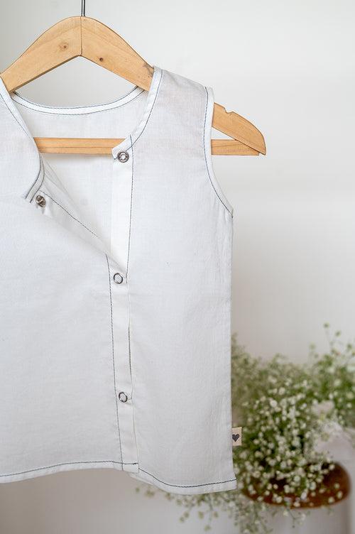 Precious and pure' unisex jhabla in white organic cotton