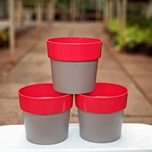 4" Arty Round Plastic Planter (Pack of 3)