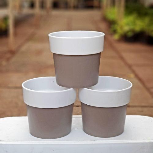 4" Arty Round Plastic Planter (Pack of 3)