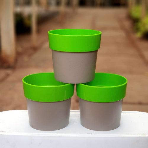 4" Arty Round Plastic Planter (Pack of 3)