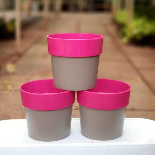 4" Arty Round Plastic Planter (Pack of 3)