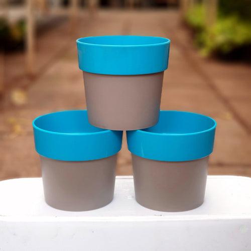 4" Arty Round Plastic Planter (Pack of 3)