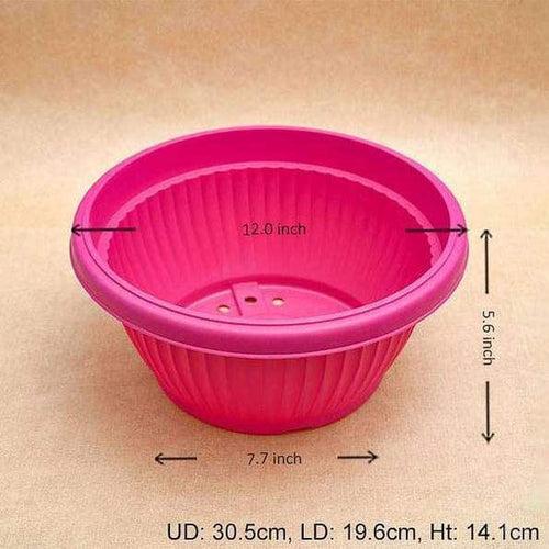 12" Pink Bello Bowl Plastic Pot