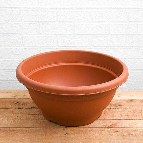 17.7" Brown Bowl Round Plastic Pot