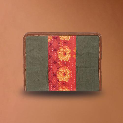 Punar Prayog A5 Organizer in Ex-Army Olive Green Canvas and Kantha [Moleskine Diary]