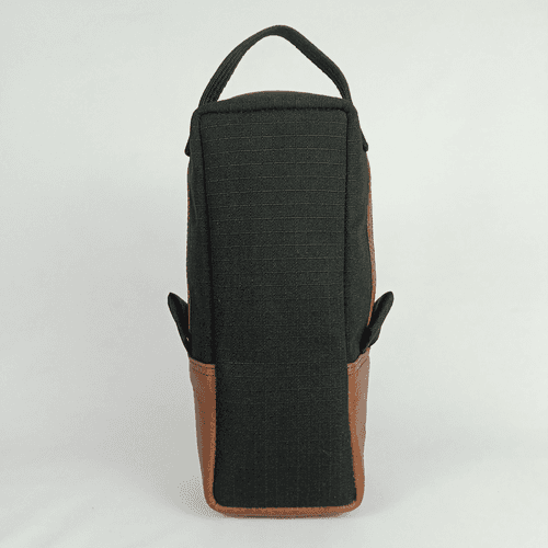 Black Cappuccino Essentials Vertical Dopp Kit in Black Canvas & Salvaged Nubuck