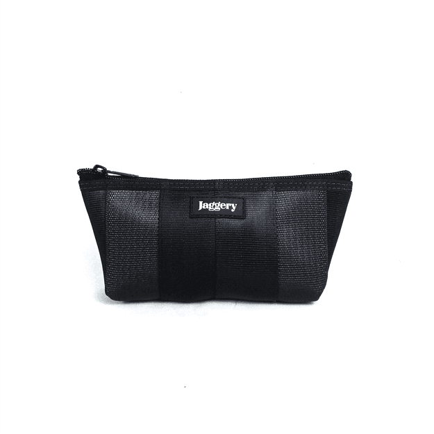 Noir Essentials Travel Pouch in Rescued Car Seat Belts